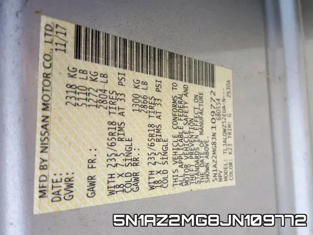 5N1AZ2MG8JN109772 фото 2