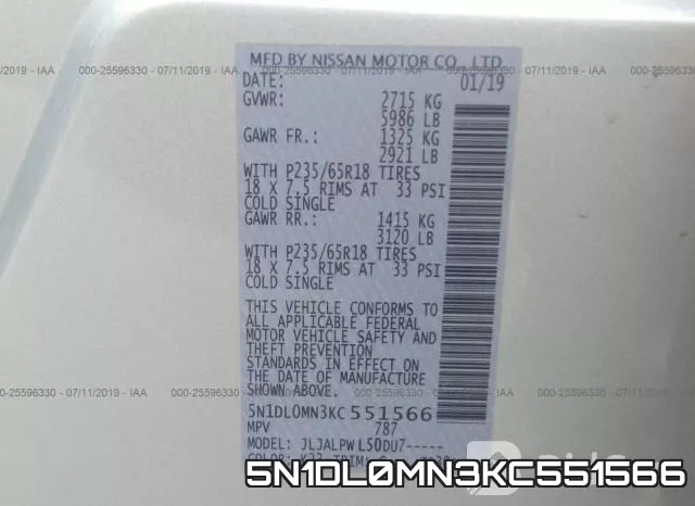 5N1DL0MN3KC551566 фото 10