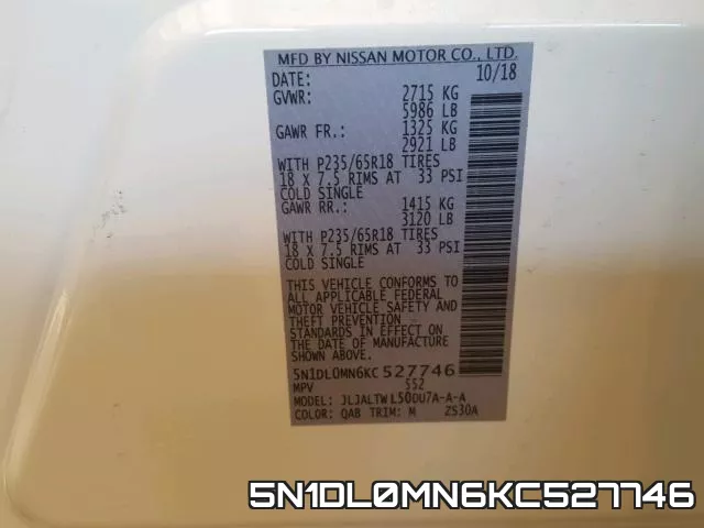 5N1DL0MN6KC527746 фото 2