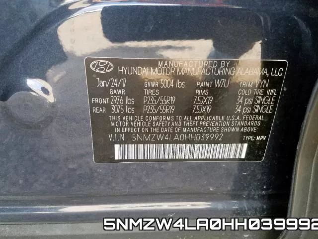 5NMZW4LA0HH039992 фото 2