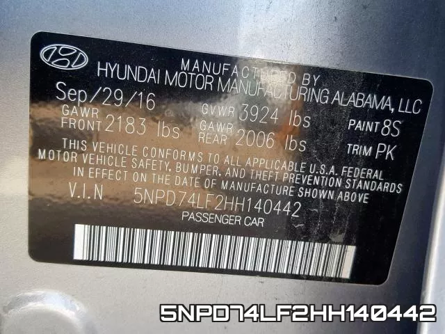 5NPD74LF2HH140442 фото 2