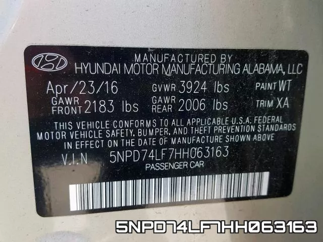 5NPD74LF7HH063163 фото 2