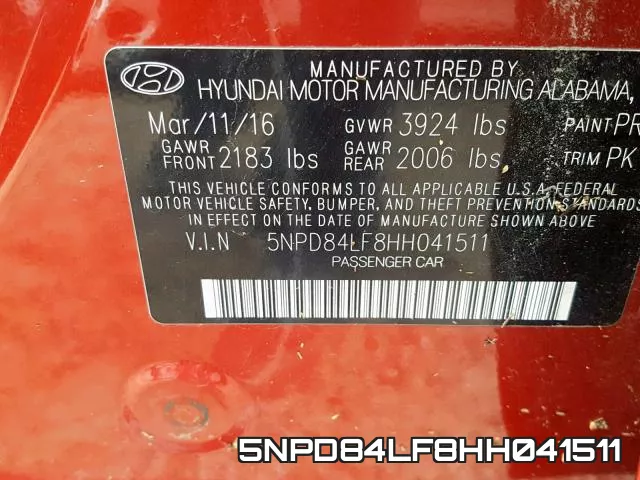 5NPD84LF8HH041511 фото 2