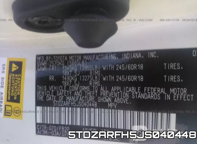 5TDZARFH5JS040448 фото 10