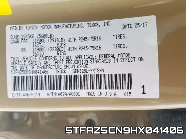 5TFAZ5CN9HX041406 фото 2