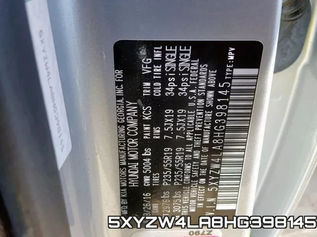 5XYZW4LA8HG398145 фото 2