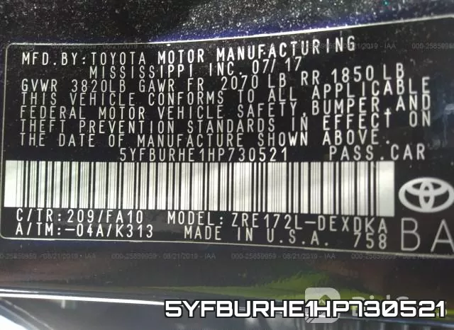 5YFBURHE1HP730521 фото 10