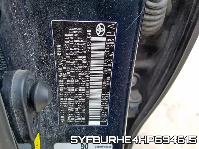 5YFBURHE4HP694615 фото 2