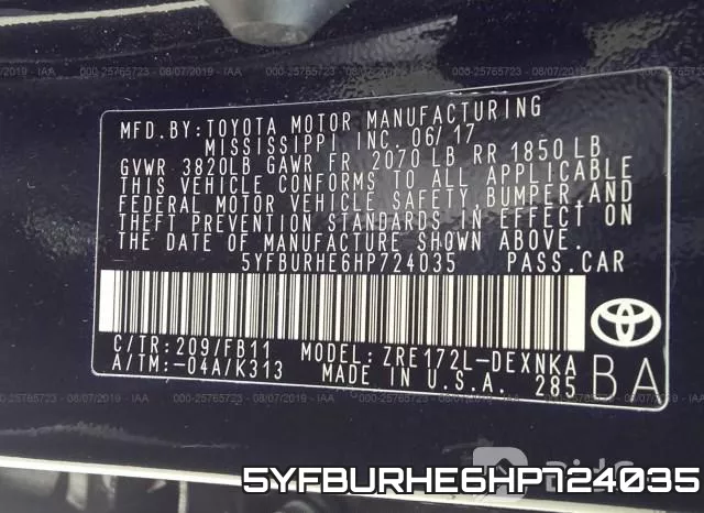 5YFBURHE6HP724035 фото 10