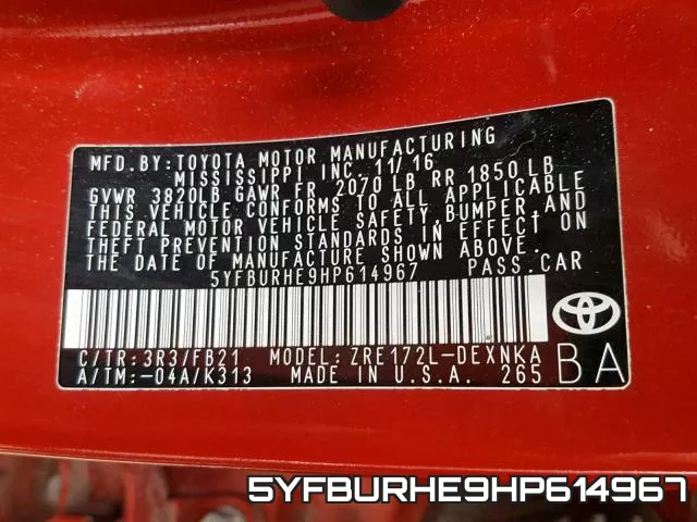 5YFBURHE9HP614967 фото 2