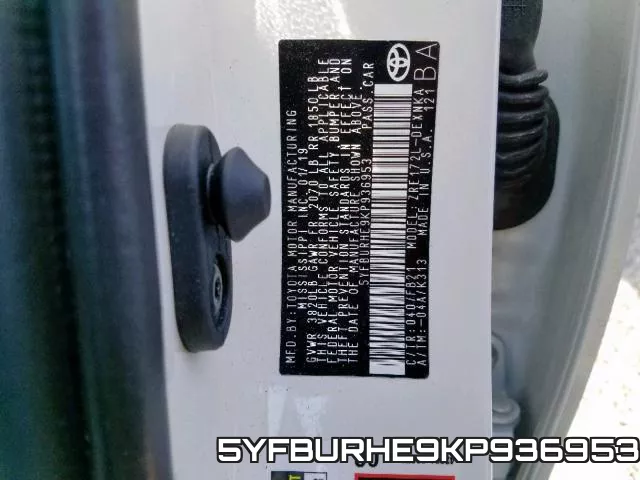 5YFBURHE9KP936953 фото 2