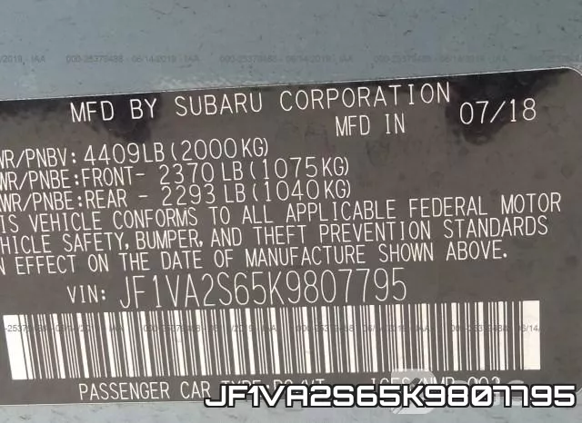 JF1VA2S65K9807795 фото 10