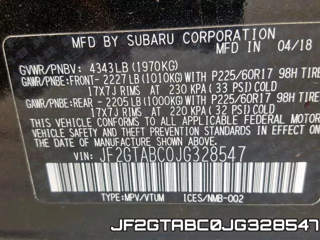 JF2GTABC0JG328547 фото 2