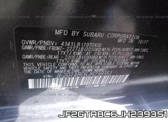 JF2GTABC6JH239351 фото 10