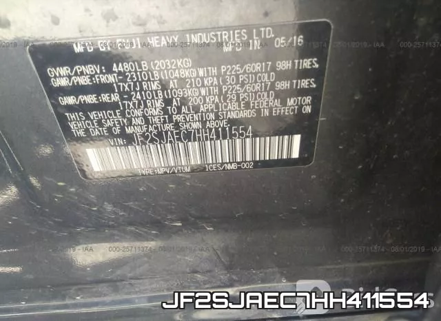 JF2SJAEC7HH411554 фото 10