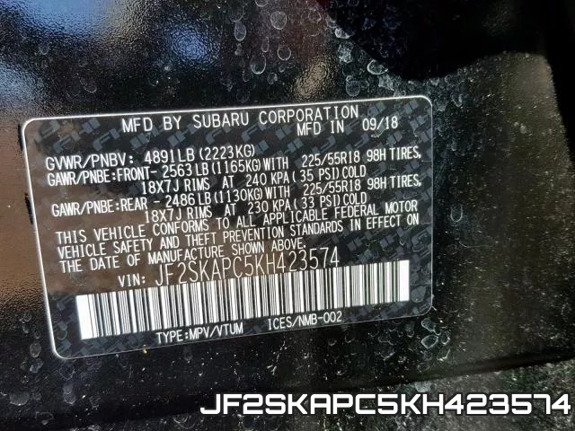 JF2SKAPC5KH423574 фото 2