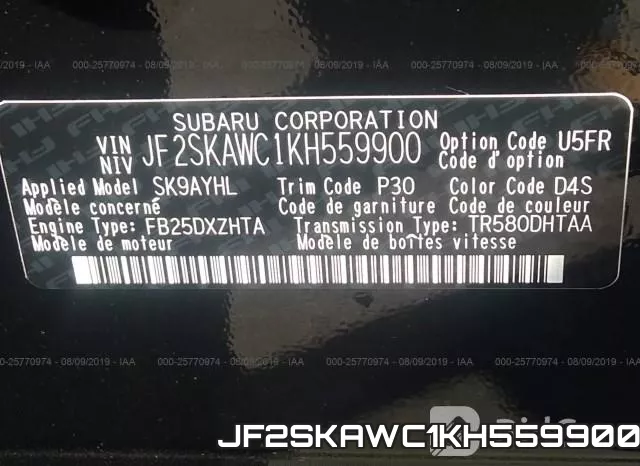 JF2SKAWC1KH559900 фото 10