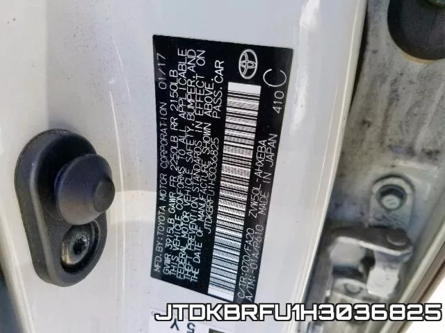 JTDKBRFU1H3036825 фото 2