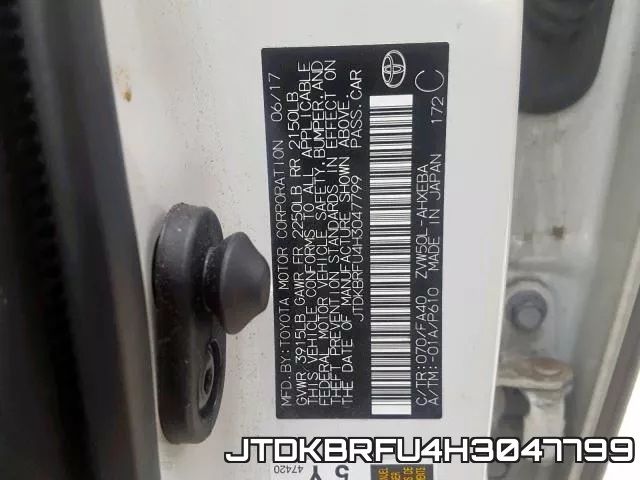 JTDKBRFU4H3047799 фото 2