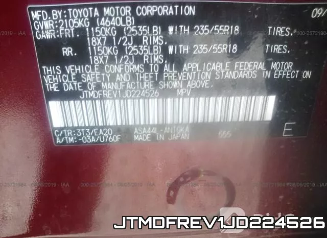 JTMDFREV1JD224526 фото 10