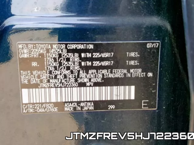 JTMZFREV5HJ722360 фото 2