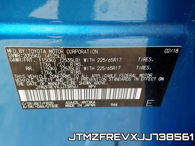 JTMZFREVXJJ738561 фото 2