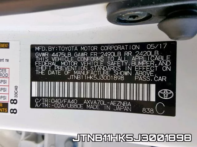 JTNB11HK5J3001898 фото 2