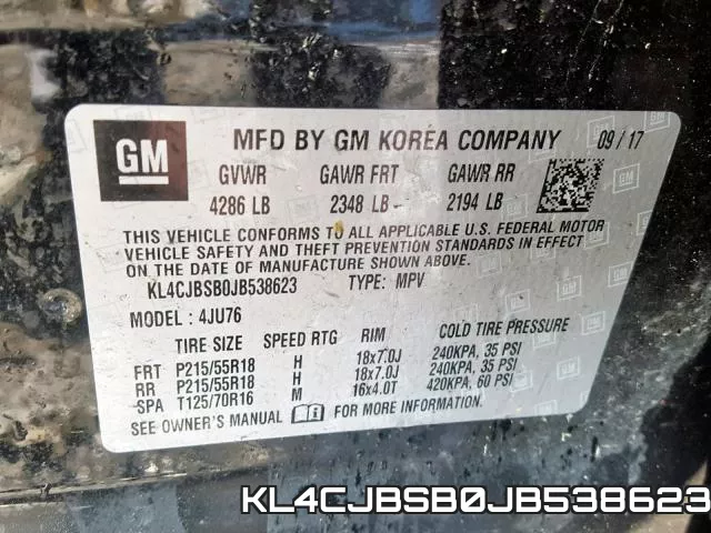 KL4CJBSB0JB538623 фото 2