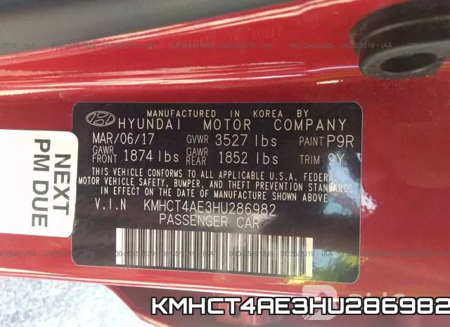 KMHCT4AE3HU286982 фото 10