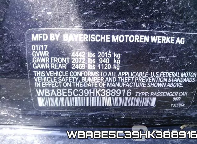 WBA8E5C39HK388916 фото 10