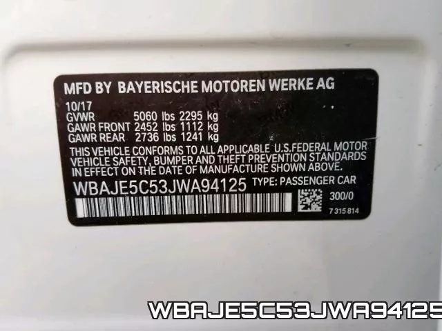 WBAJE5C53JWA94125 фото 2