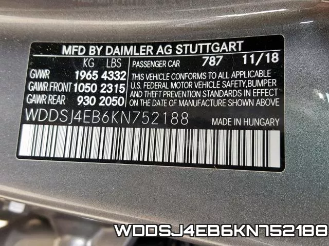 WDDSJ4EB6KN752188 фото 2