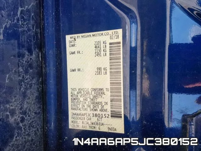 1N4AA6AP5JC380152 фото 2