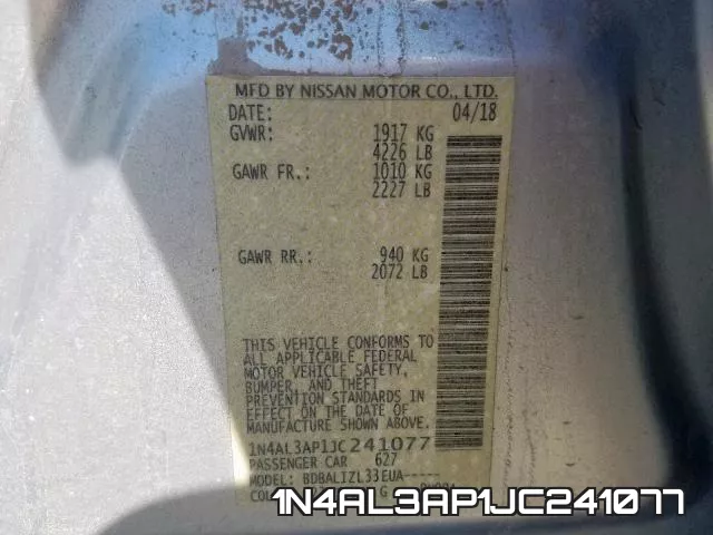 1N4AL3AP1JC241077 фото 2