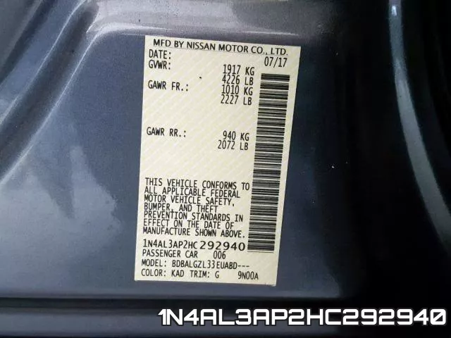 1N4AL3AP2HC292940 фото 2