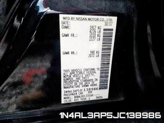1N4AL3AP5JC138986 фото 2