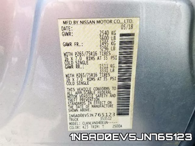 1N6AD0EV5JN765123 фото 2