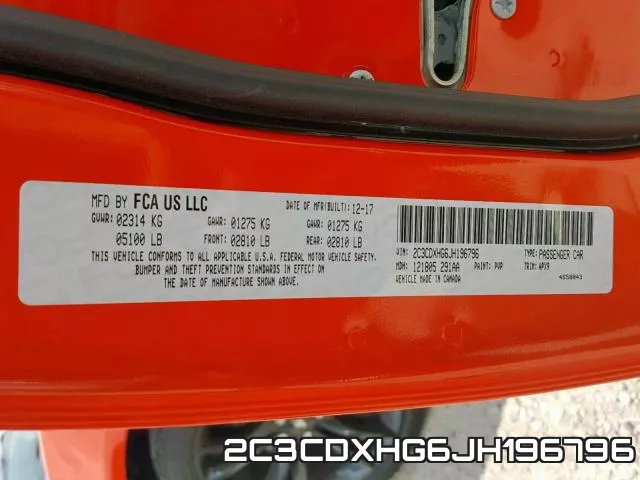 2C3CDXHG6JH196796 фото 2