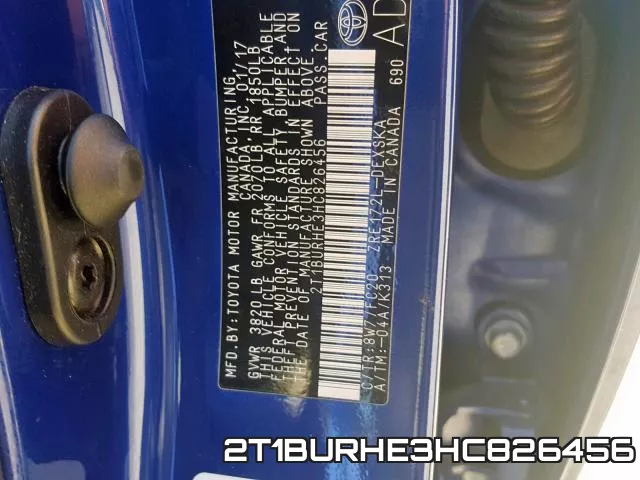 2T1BURHE3HC826456 фото 2