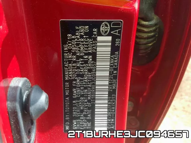 2T1BURHE3JC094657 фото 2