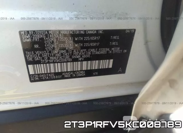 2T3P1RFV5KC008789 фото 10