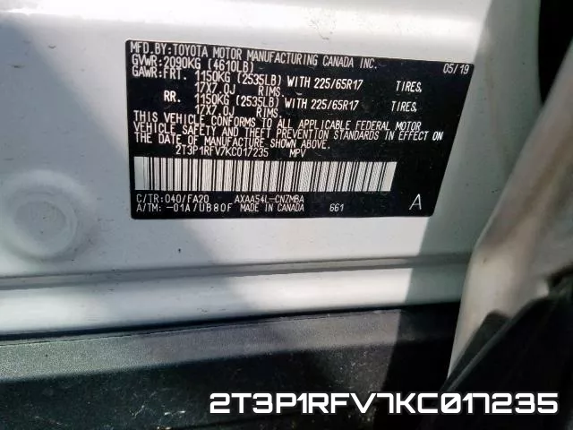 2T3P1RFV7KC017235 фото 2