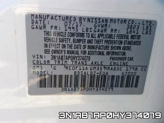 3N1AB7AP0HY374079 фото 2