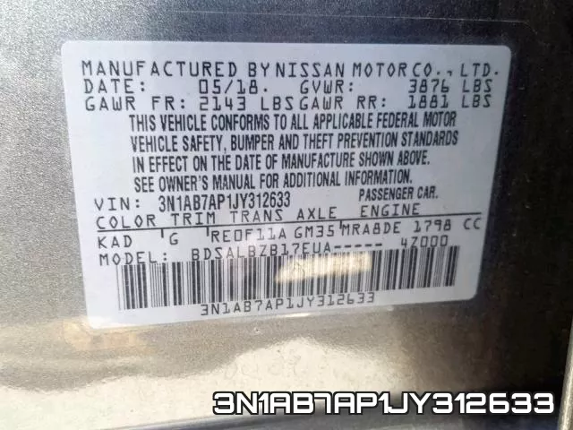 3N1AB7AP1JY312633 фото 2