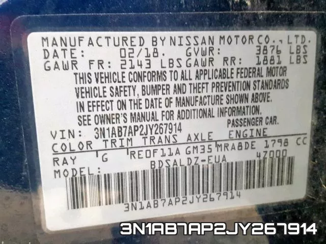 3N1AB7AP2JY267914 фото 2