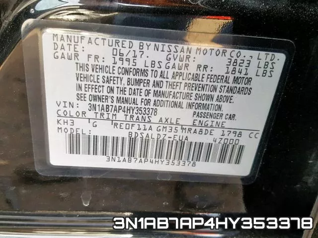 3N1AB7AP4HY353378 фото 2