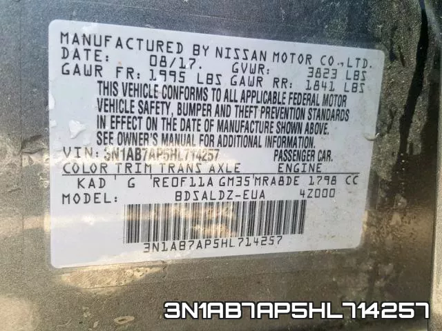 3N1AB7AP5HL714257 фото 2