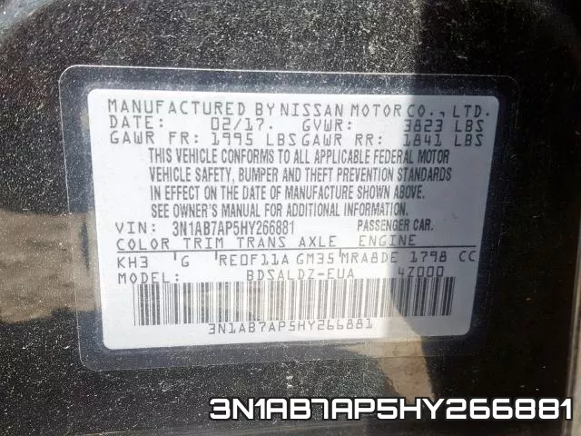 3N1AB7AP5HY266881 фото 2