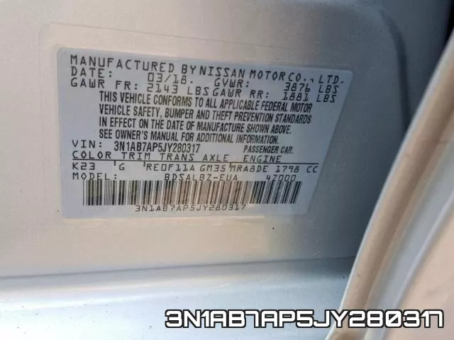 3N1AB7AP5JY280317 фото 2