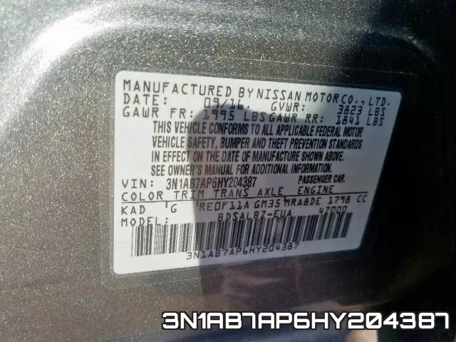 3N1AB7AP6HY204387 фото 2